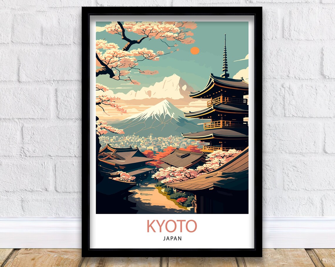 Kyoto Japan Travel Poster, Asia Wall Decor