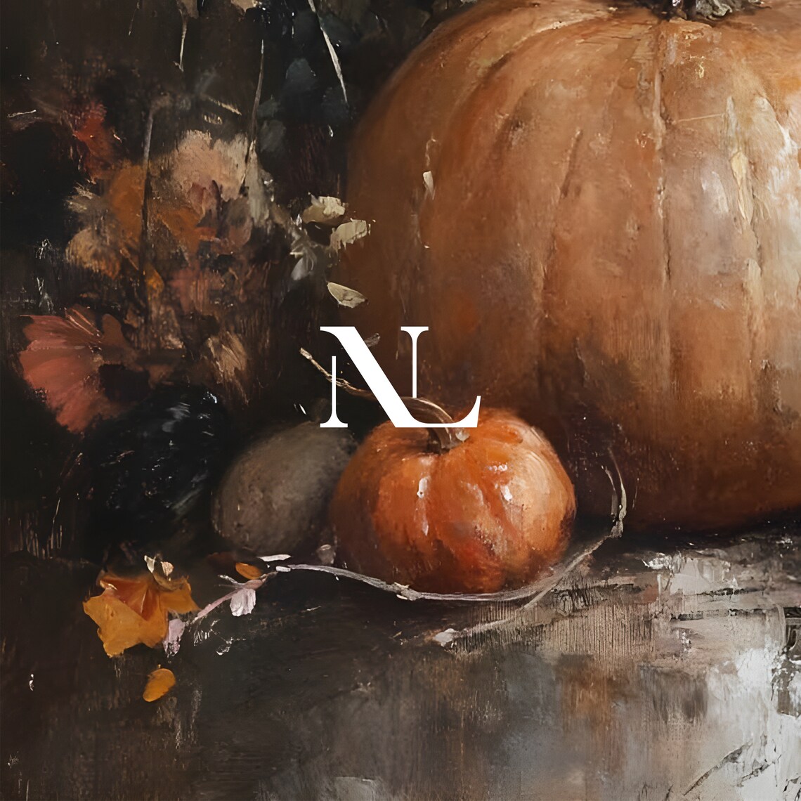 Black Cat With Pumpkins And Autumn Flowers Fall Still Life Poster - Image 5