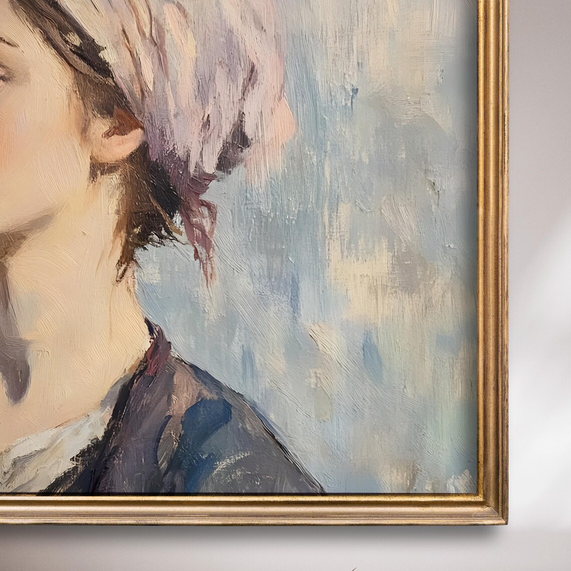 Woman In Pink Headscarf Profile Impressionist Portrait Painting Poster - Image 7
