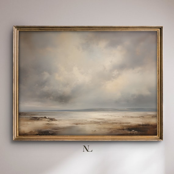 Oil Painting Vintage Landscape Wall Art Farmhouse Art Decor Antique Art