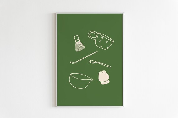 Matcha Latte Art Print, Tea Lover Kitchen Wall Art