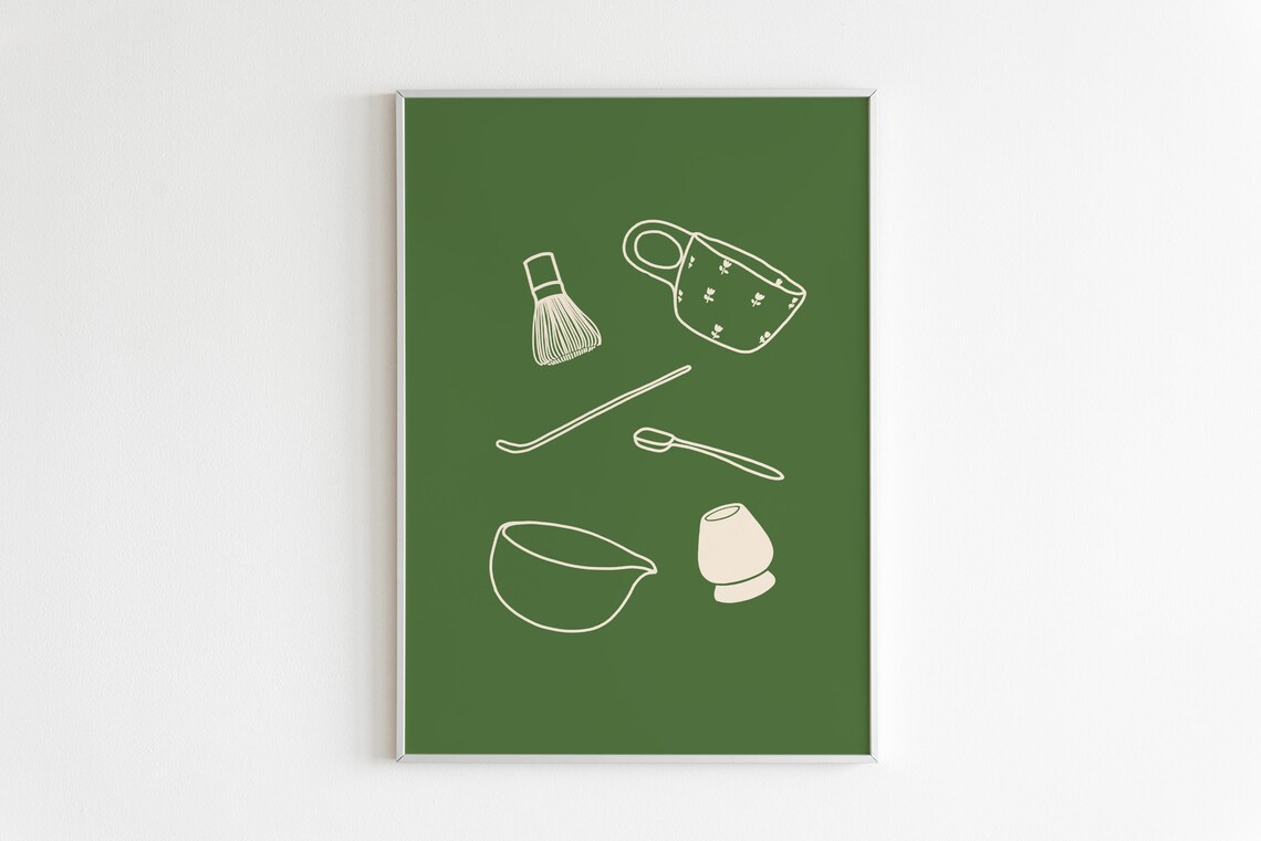 Matcha Latte Art Print, Tea Lover Kitchen Wall Art