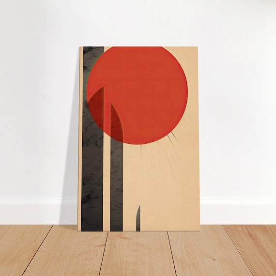Mid Century Modern Red Sun Poster Print
