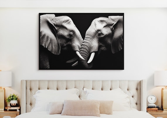 Elephants Embrace - Contemporary Travel Poster