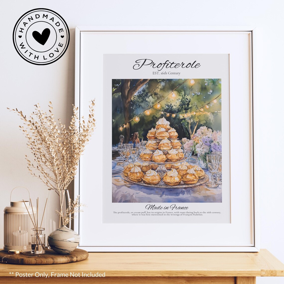 Vintage Profiterole Poster, French Pastry Art Print