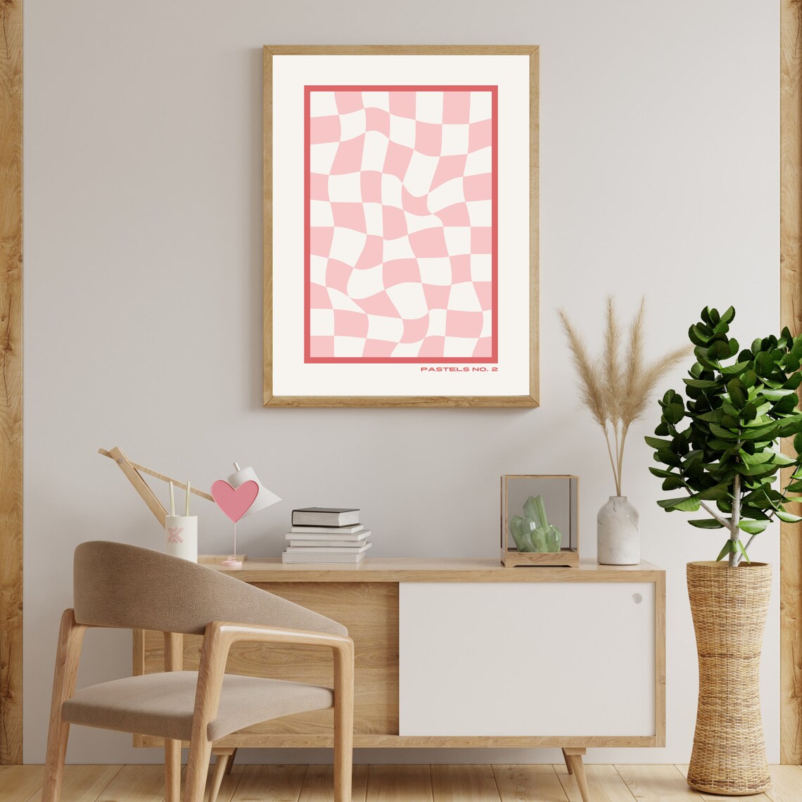 Pastels No 2 Retro Checkered Print, Preppy Decor - Image 5