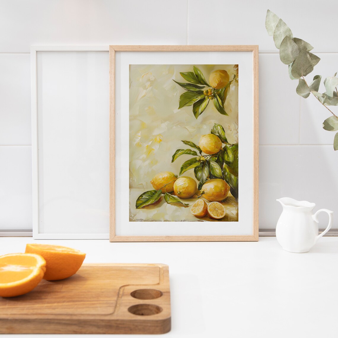 Yellow Lemon Oil Painting Vintage Citrus Botanical Kitchen Poster - Image 3