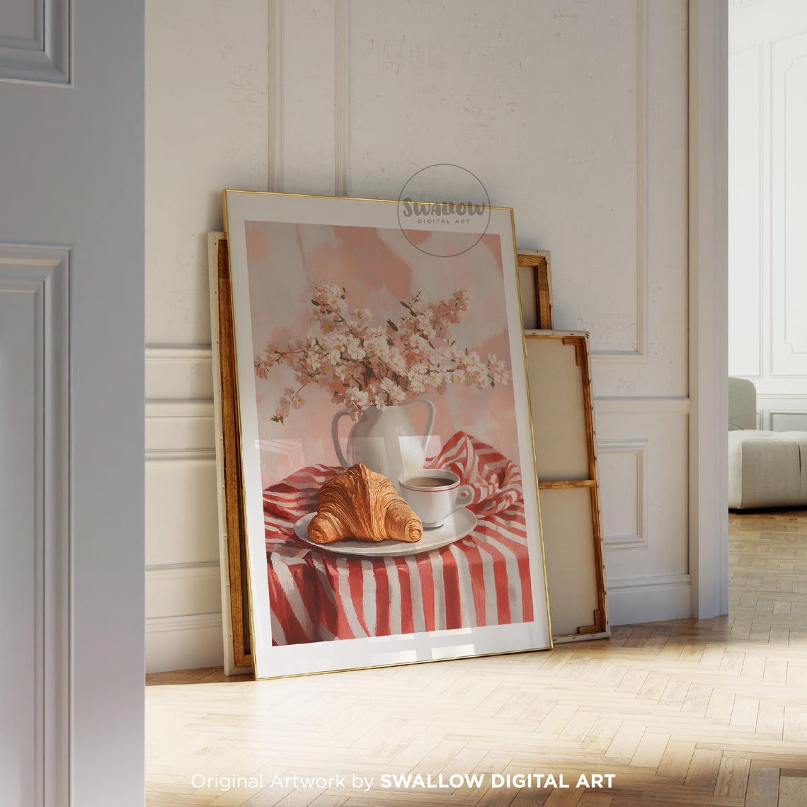 French Breakfast Wall Art Kitchen Prints Croissant And Coffee Print Workart Boho Kitchen Wall Decor - Image 3