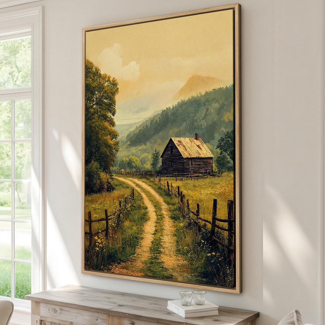 Dirt Road To Log Cabin Golden Valley Fences Rustic Country Poster