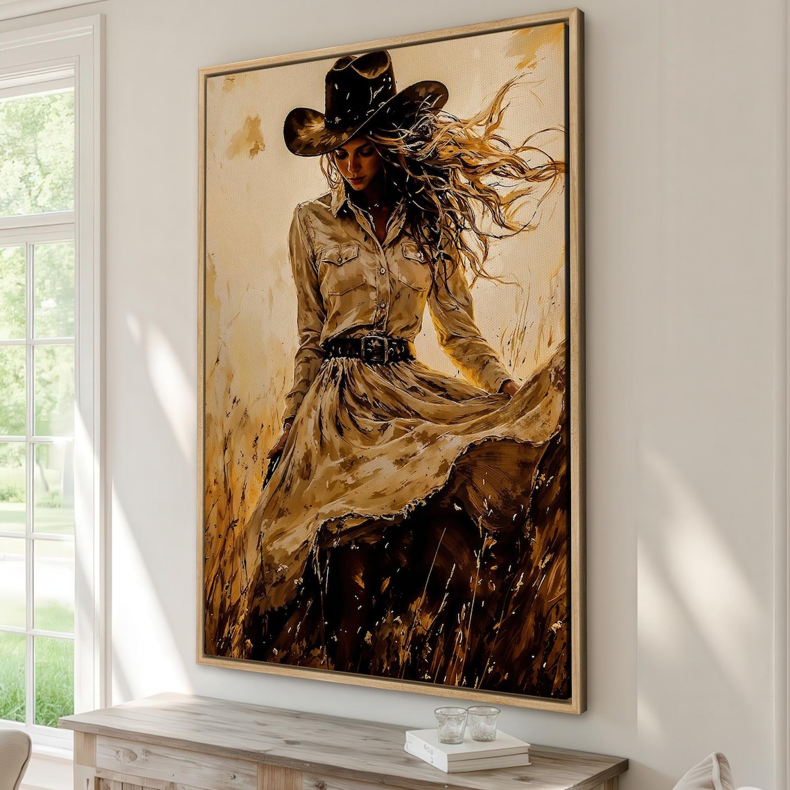 Vintage Cowgirl Art Print, Rustic Western Decor
