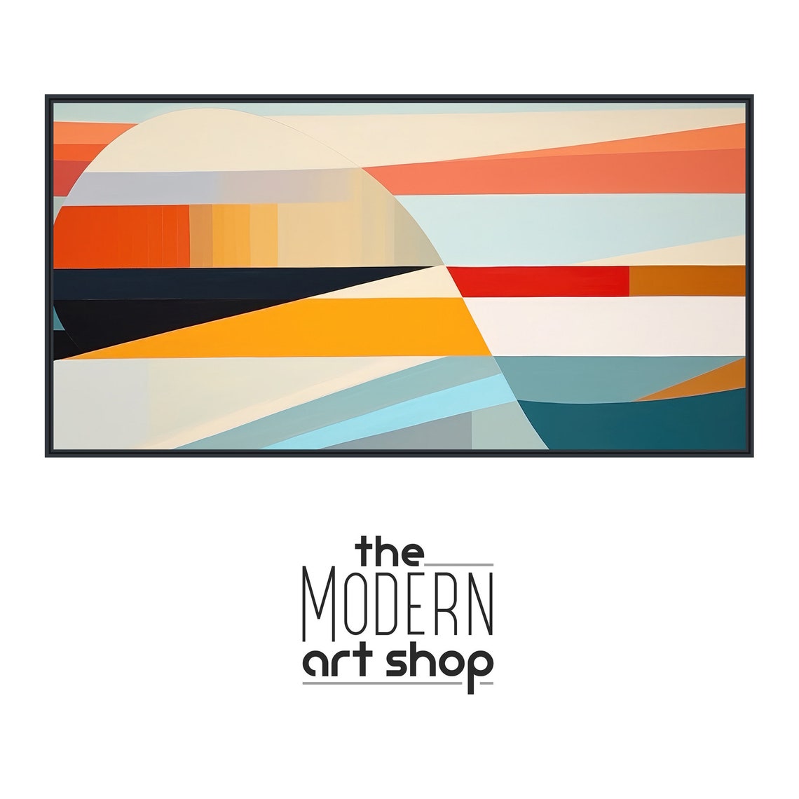 Large Geometric Wall Art Framed Print Modern Abstract Painting Panoramic Minimal Artwork Retro Colors Askew - Image 4