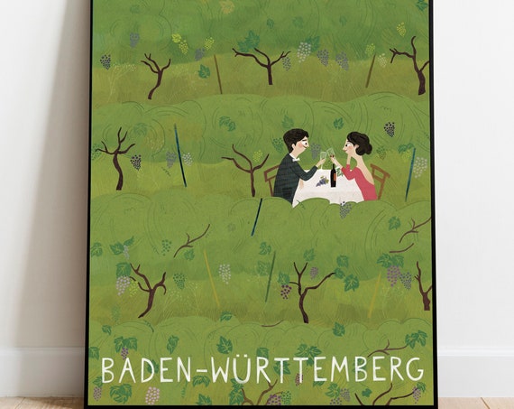 Baden Wrttemberg Poster Weinberge Travel Poster Wall Decoration Germany Poster Print Poster Vintage Design Poster