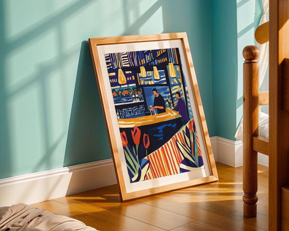 Abstract Jazz And Cafe, Modern Cozy Feeling Art Print - Image 3