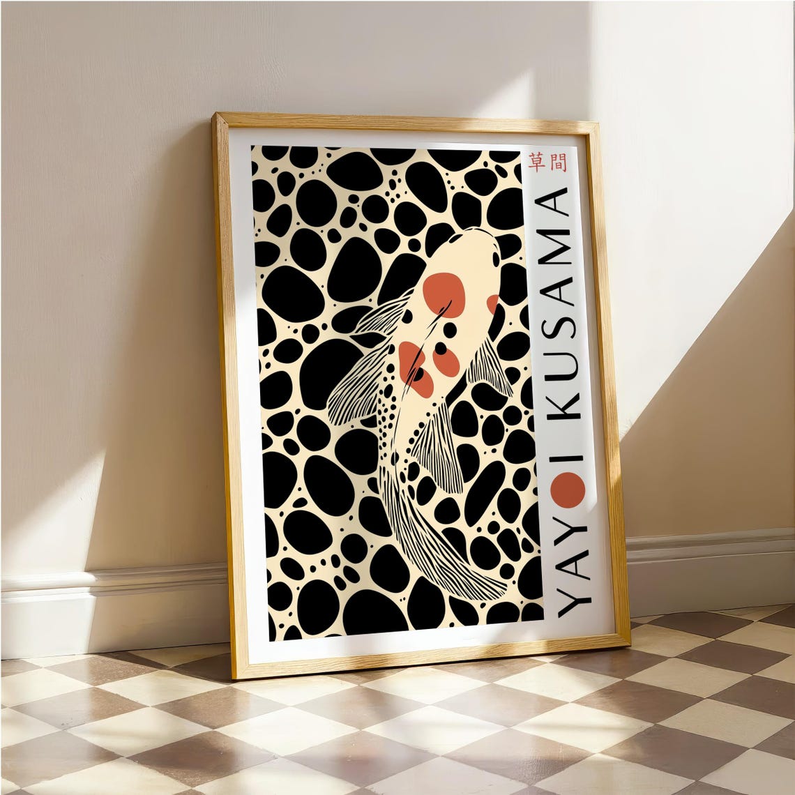 White Koi Fish With Bold Orange Spots Kusama Inspired Poster