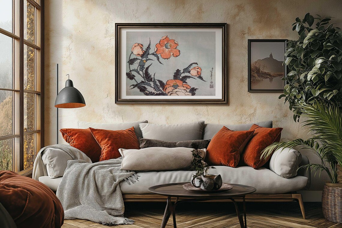 Katsushika Hokusai Poppies, Japanese Ukiyo-E Art - Image 2