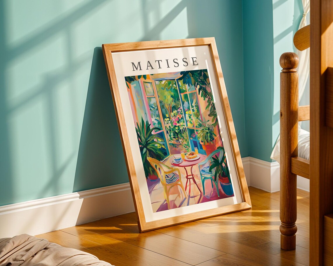 Matisse-Style Garden Terrace French Doors Sunny Breakfast Art Poster - Image 3