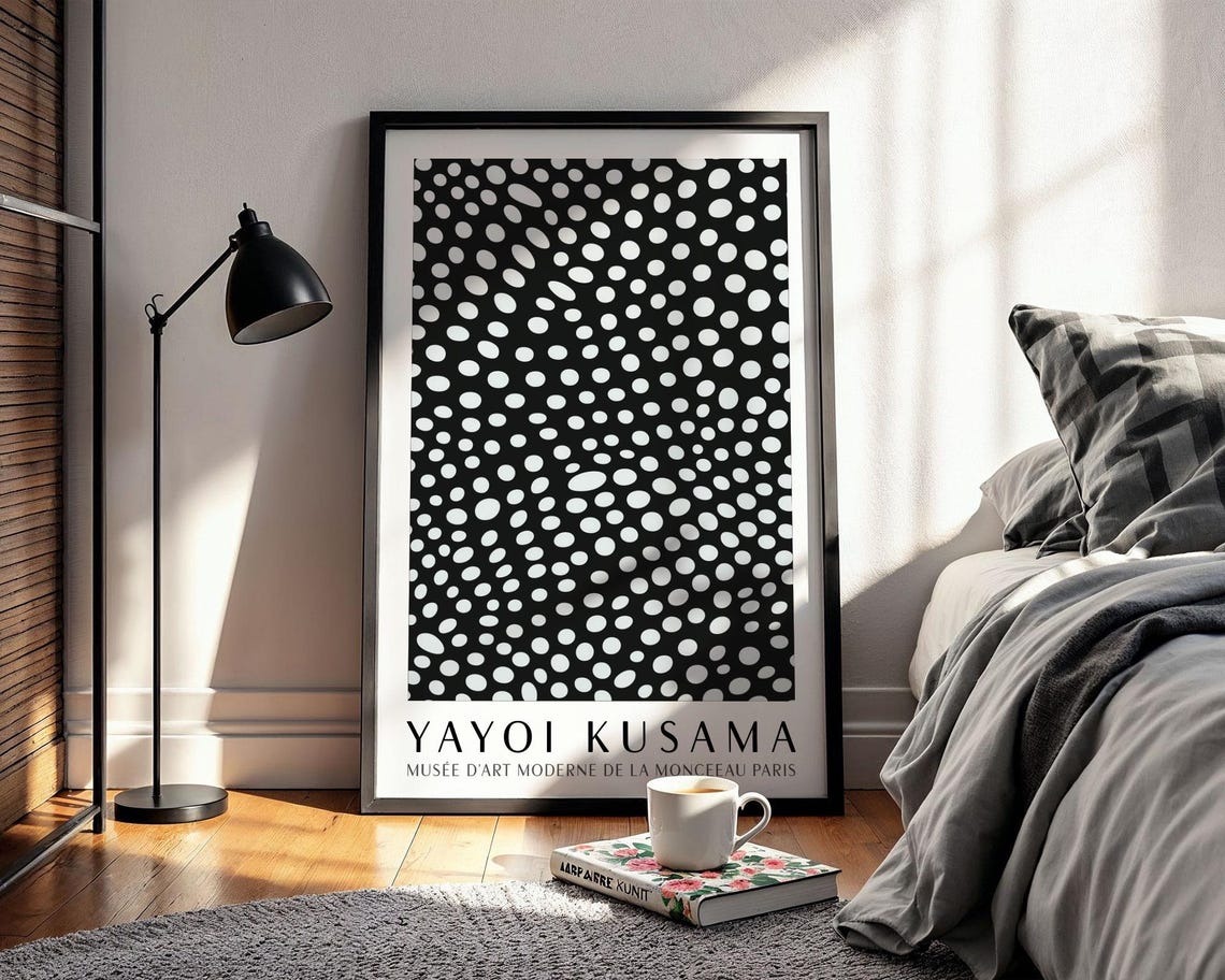 Yayoi Kusama Dots Wall Art Black And White Polka Dot Artwork Inspired By Kusama Exhibition Print For Office Or Living Room - Image 2