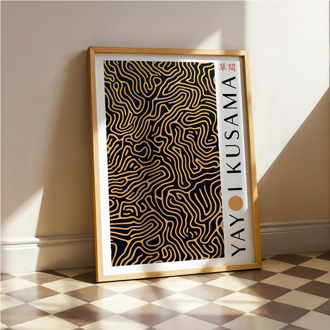 Kusama Gold Pattern Abstract Wall Art Modern Bedroom Poster Luxury Home Decor Abstract Pattern Poster Kusama Inspired Print