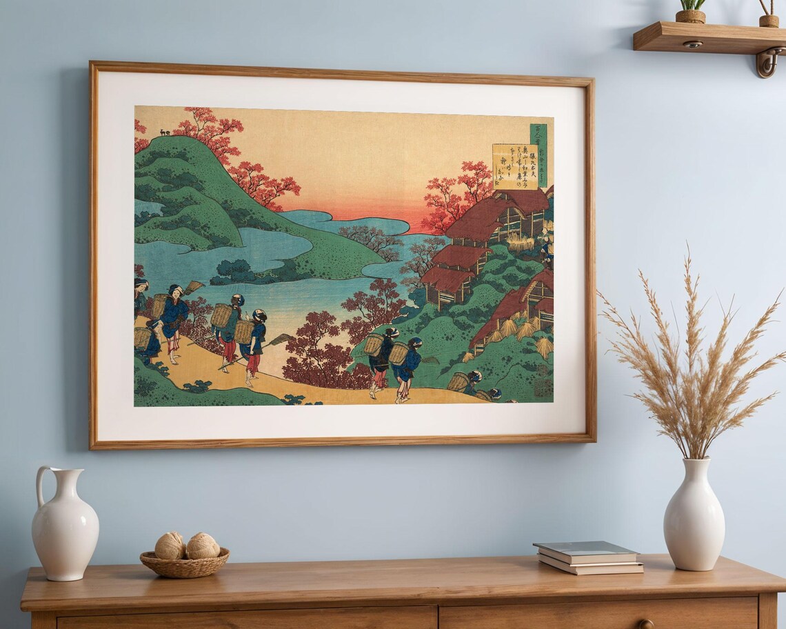 Hokusai Travelers on a Mountain Path at Sunset Japanese Ukiyo E Poster - Image 4