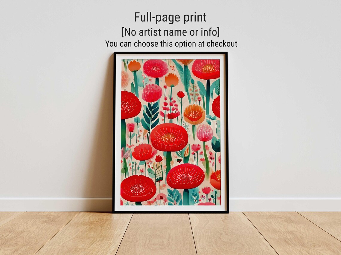 Yayoi Kusama Inspired Bright Red Poppy Flower Field Art Poster - Image 4