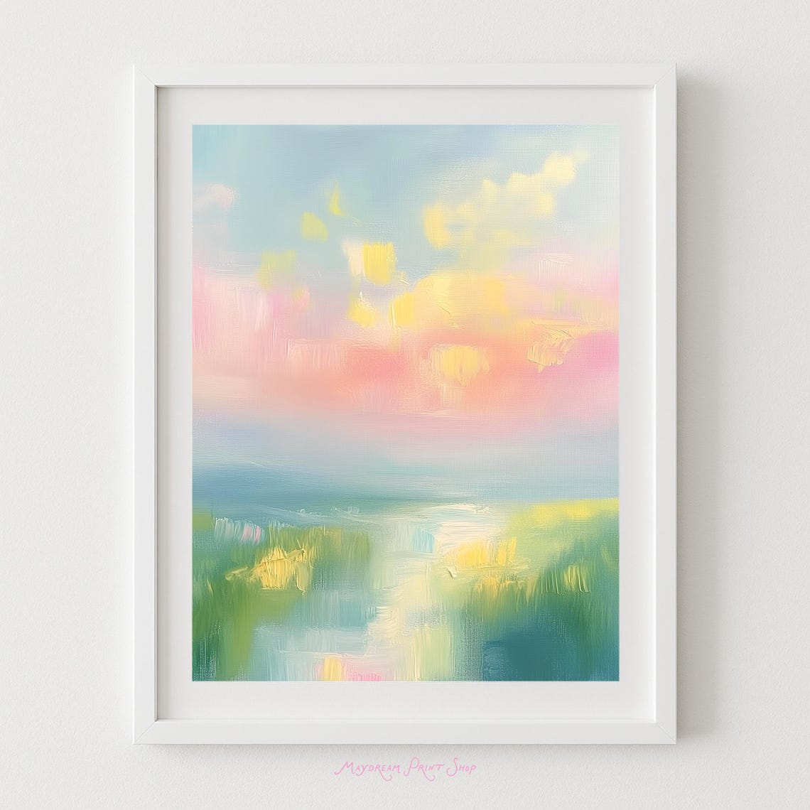 Pastel Summer Abstract Landscape Brushstroke Painting Poster
