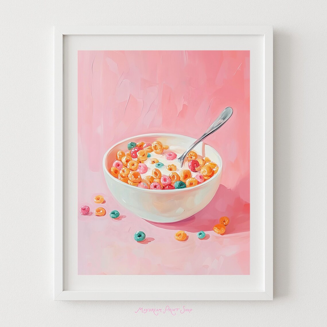 Colorful Cereal Painting, Breakfast Kitchen Art Print