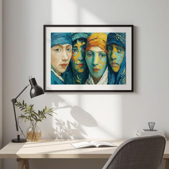 Moody Women Portrait Print Vintage Cultural Art