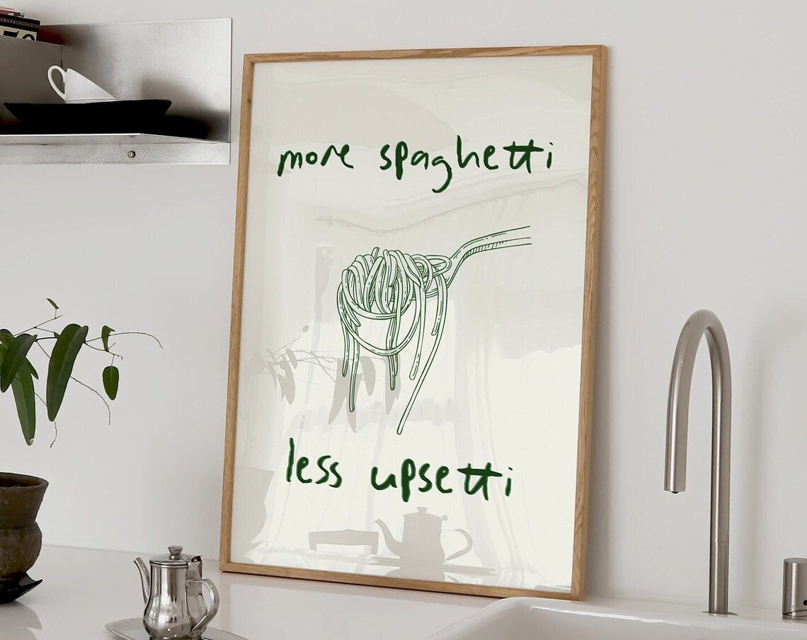 More Spaghetti Retro Food Poster, Kitchen Wall Decor - Image 3