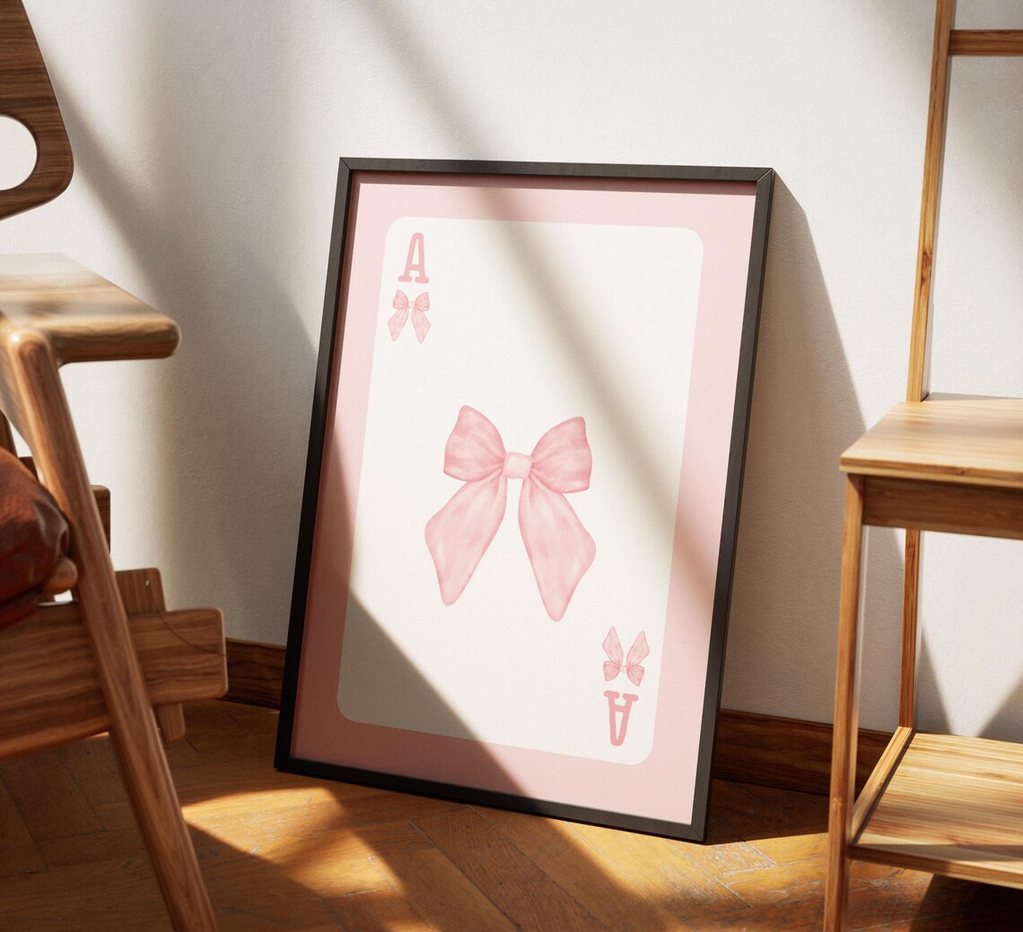 Pink Bow Ace Of Spades Coquette Girly Playing Card Wall Poster - Image 3