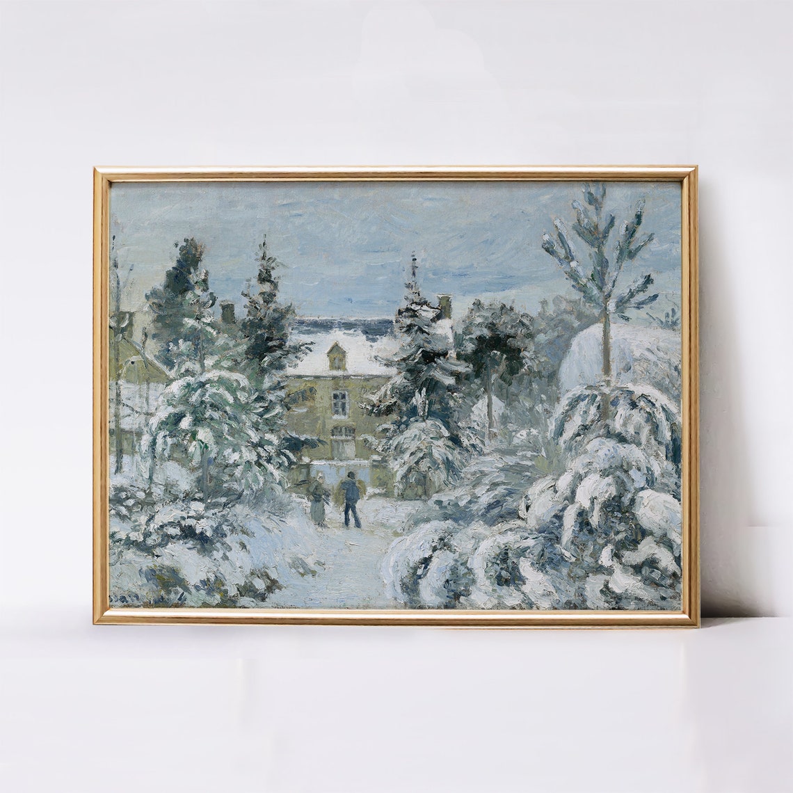 Winter Painting Wall Art Christmas Wall Art Print Winter Village Painting Country Farmhouse Decor Vintage Winter Print - Image 2