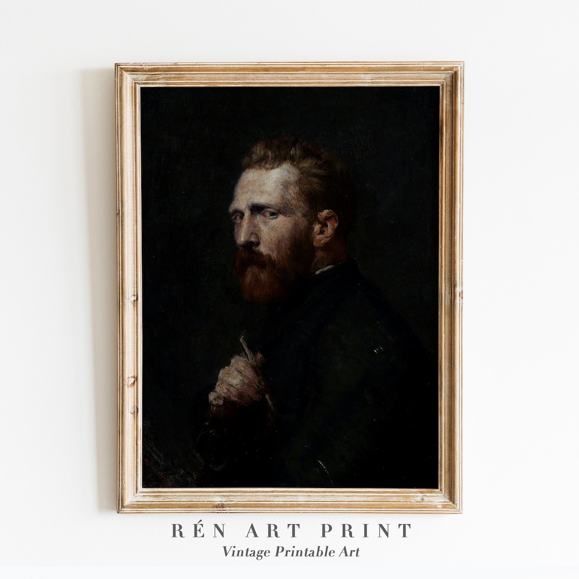 Vintage Man Portrait Painting, Van Gogh-Inspired Art Print