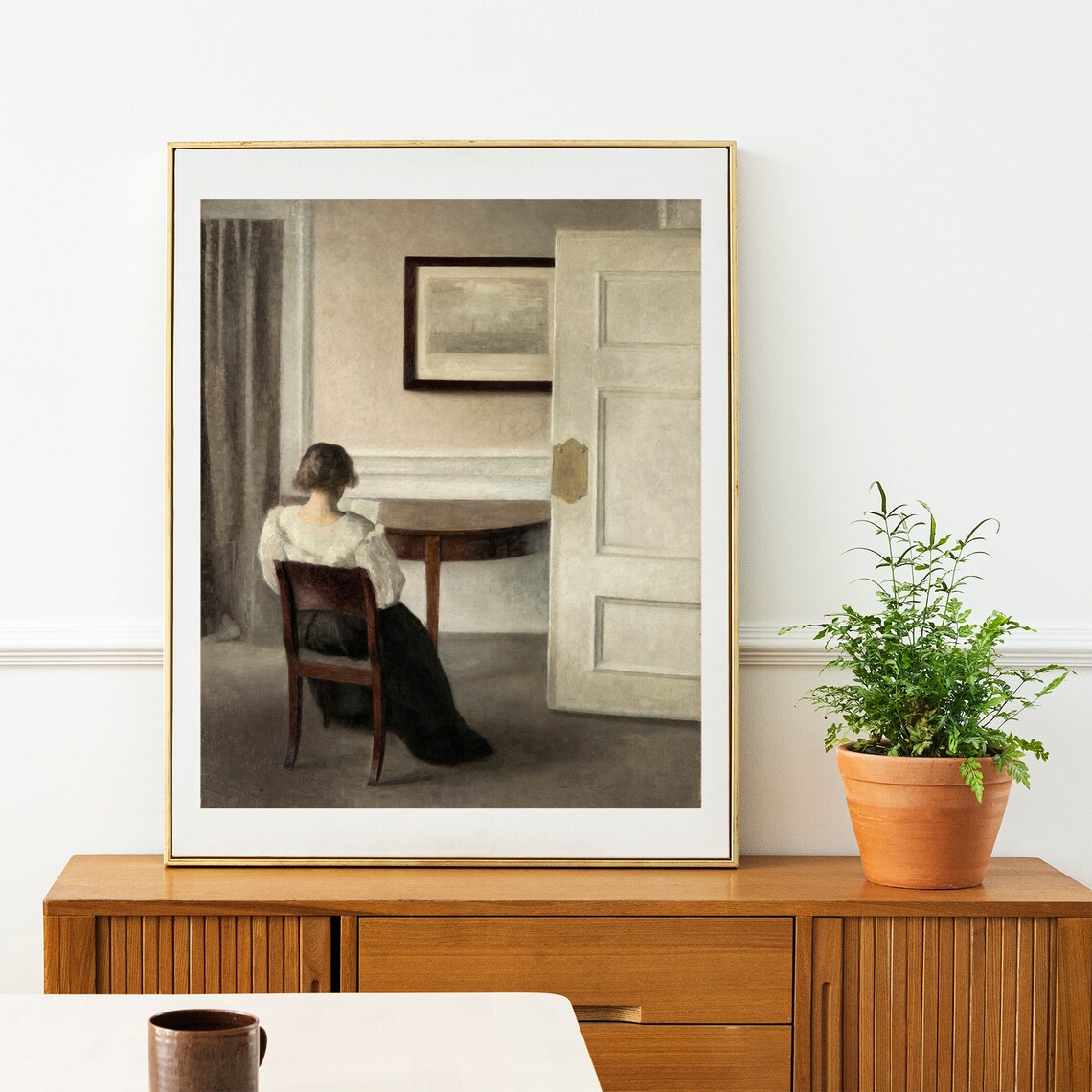 Moody Woman Portrait Vintage Oil Painting Art Print - Image 2