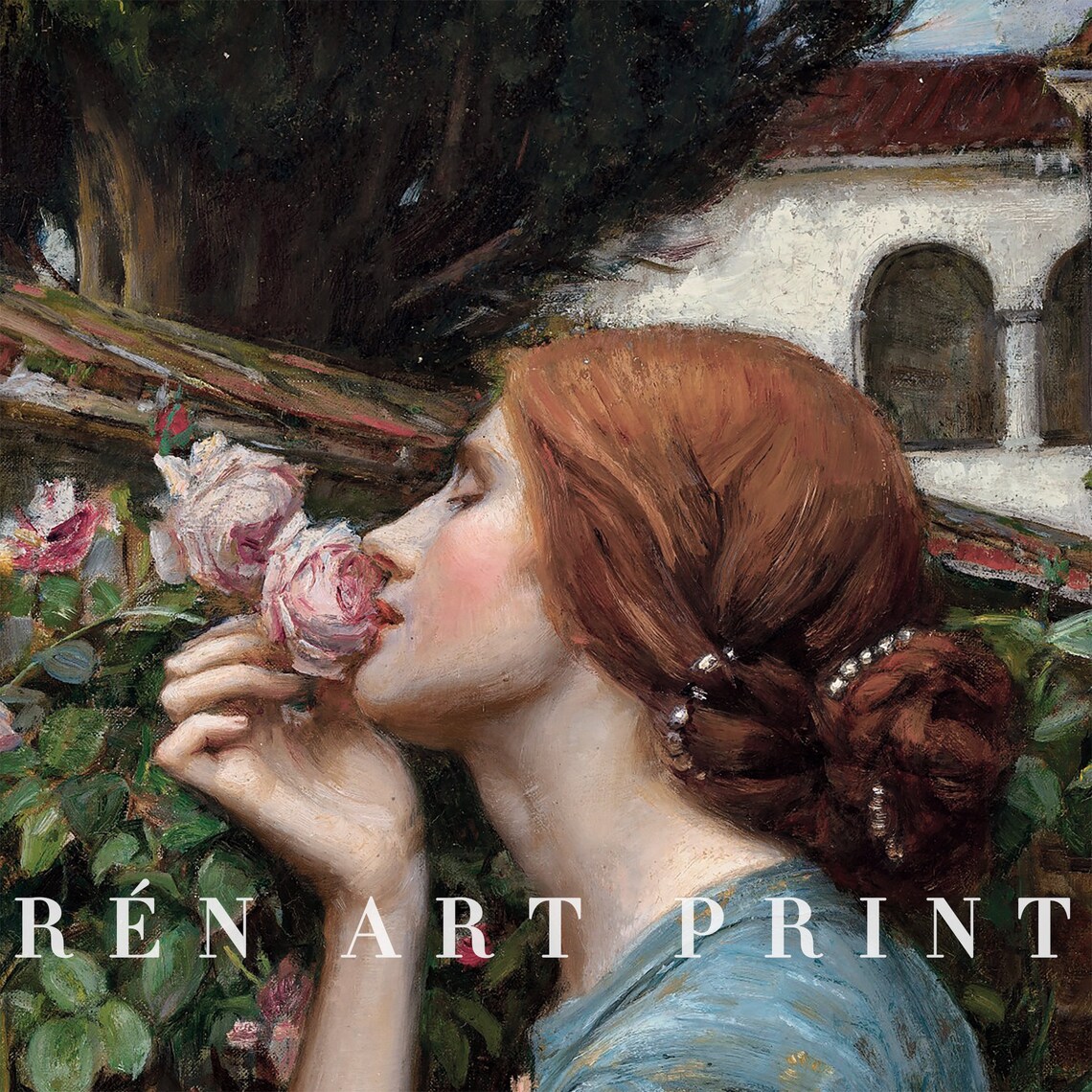 Vintage Woman With Rosses Antique Art Print - Image 3