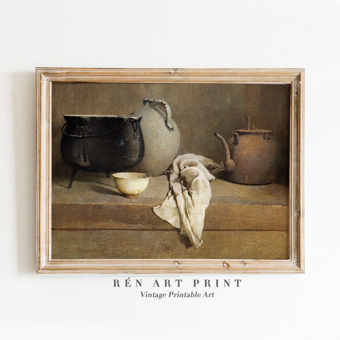 Antique Still Life Painting Art Print, Vintage Rustic