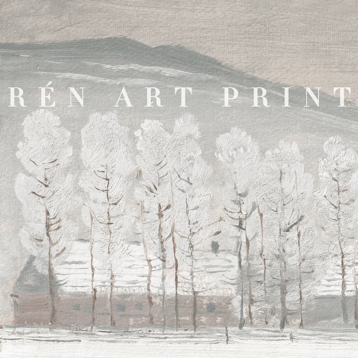 Antique Winter Rustic Christmas Holiday Landscape - Image 3