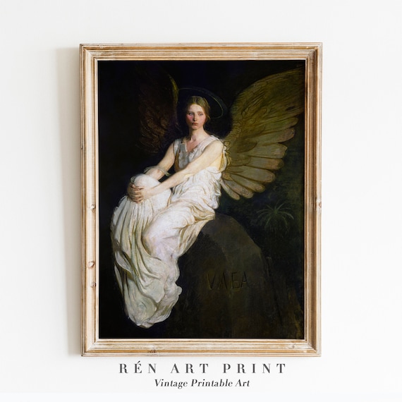 Vintage Angel Portrait Religious Art Print