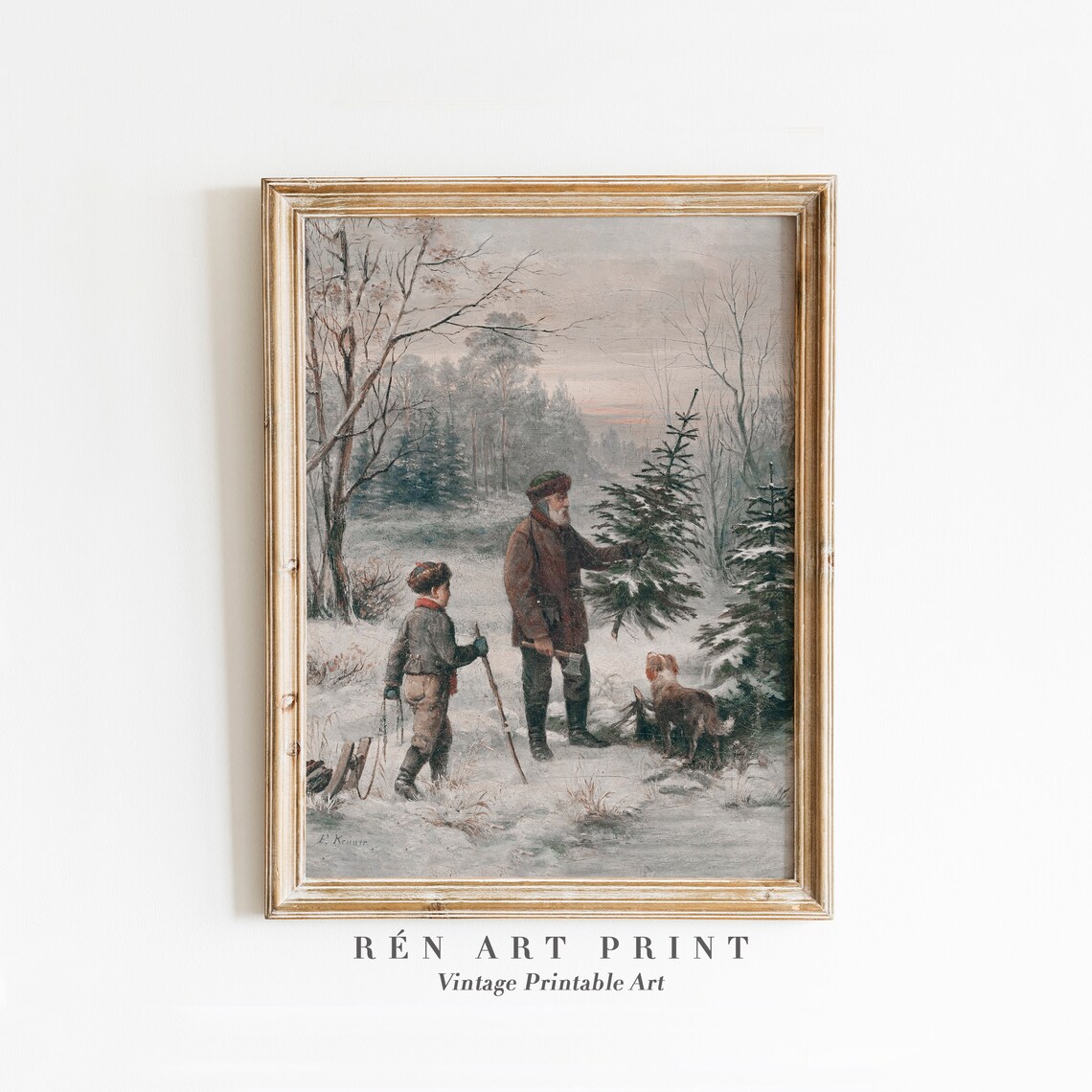 Vintage Christmas Winter Landscape Art Print