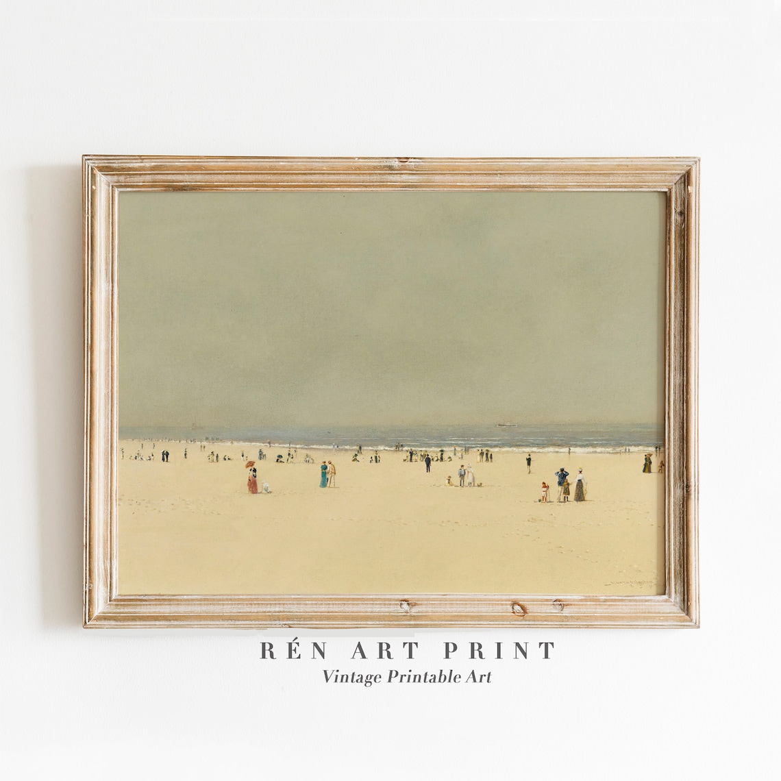 Antique Coastal Painting Vintage Beach Art Print