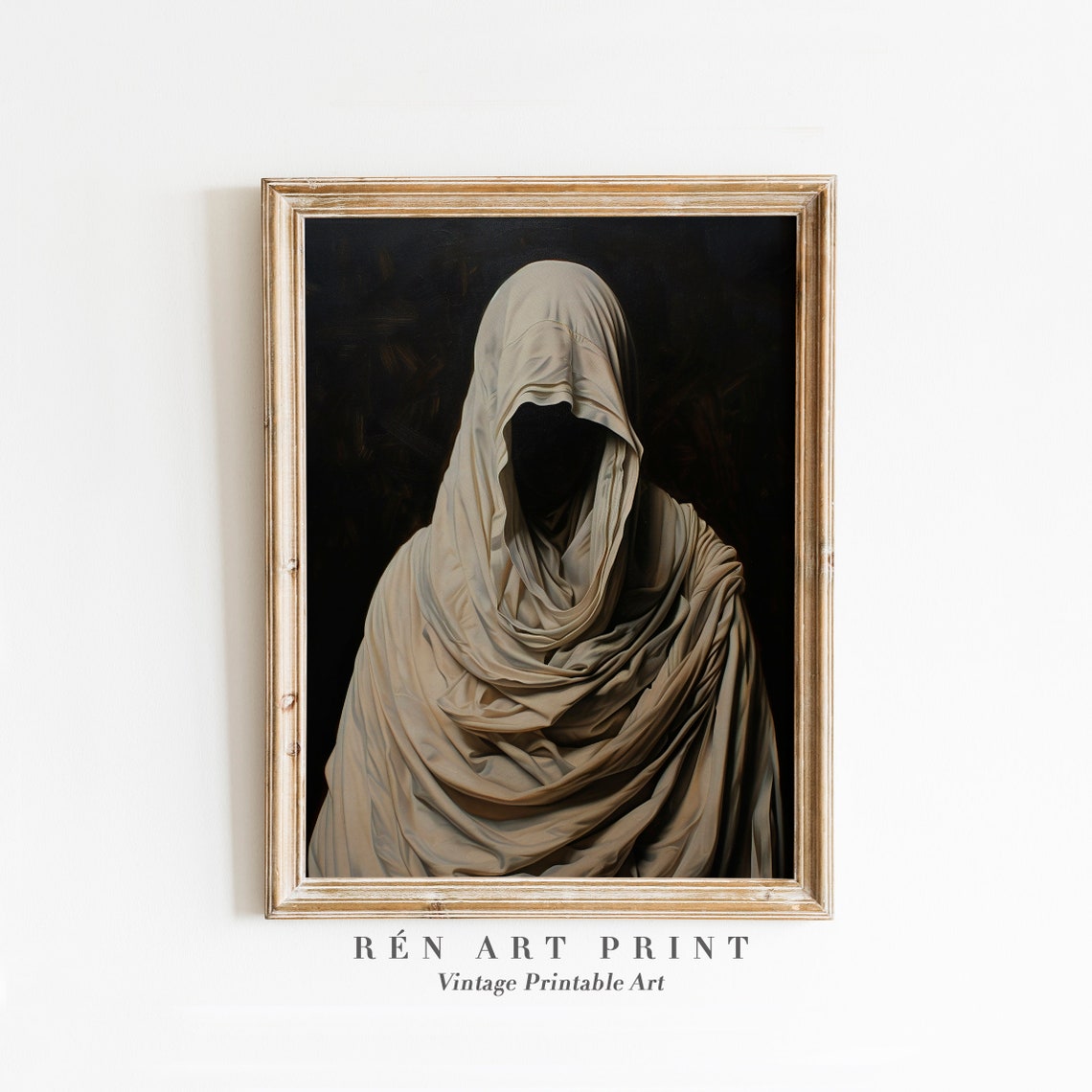 Ghost in White Sheet Dark Academia Spooky Halloween Painting Poster
