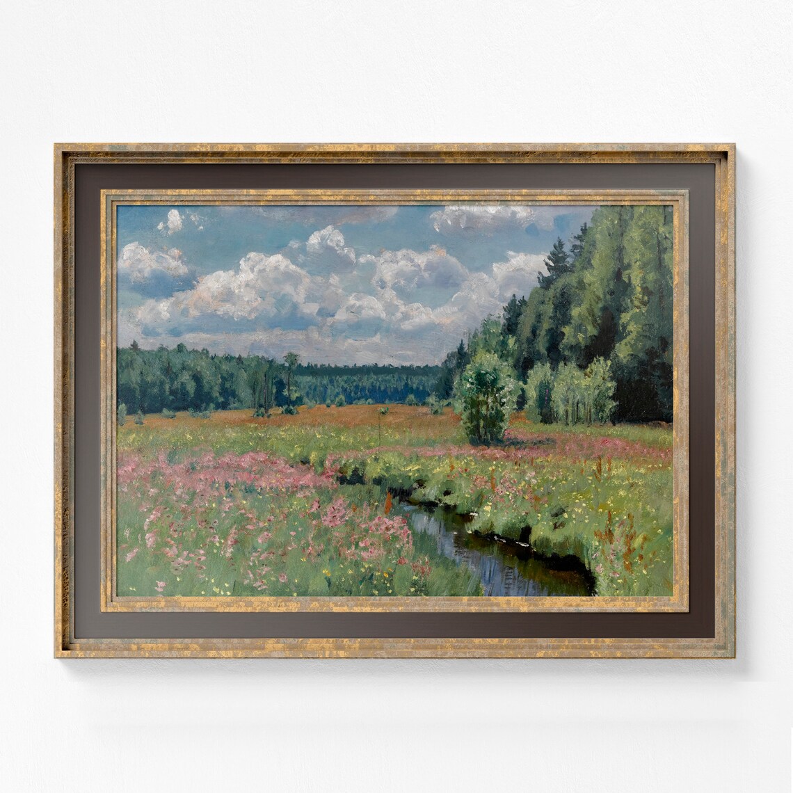Vintage Spring Landscape, Wildflower Field Art Print - Image 2