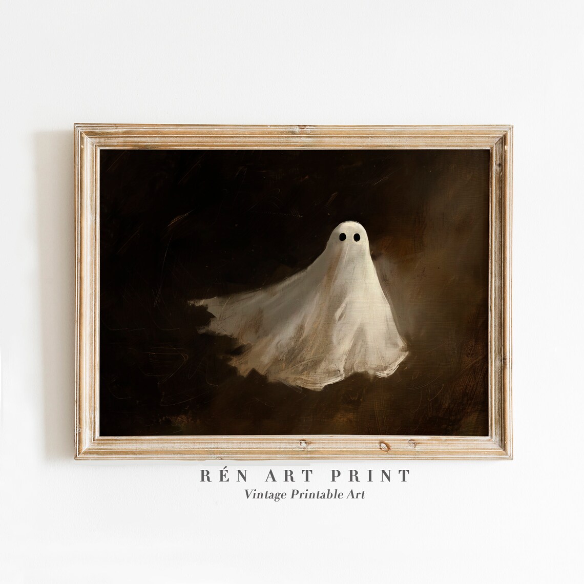 Vintage Ghost Art Print, Rustic Halloween Decor