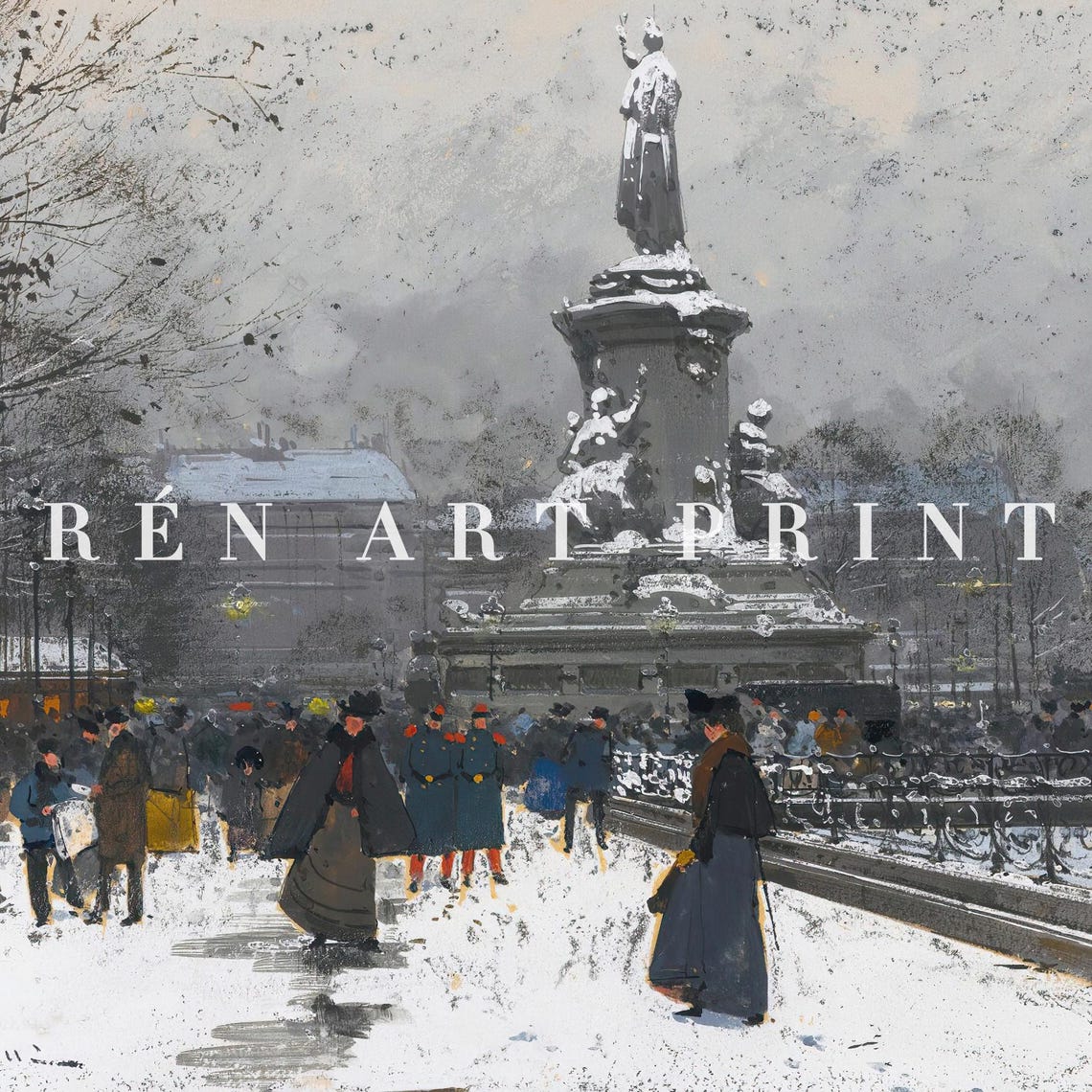 Vintage Winter Paris Wall Art Winter Cityscape Painting Antique Christmas European Holiday Print Farmhouse Christmas Decor - Image 3