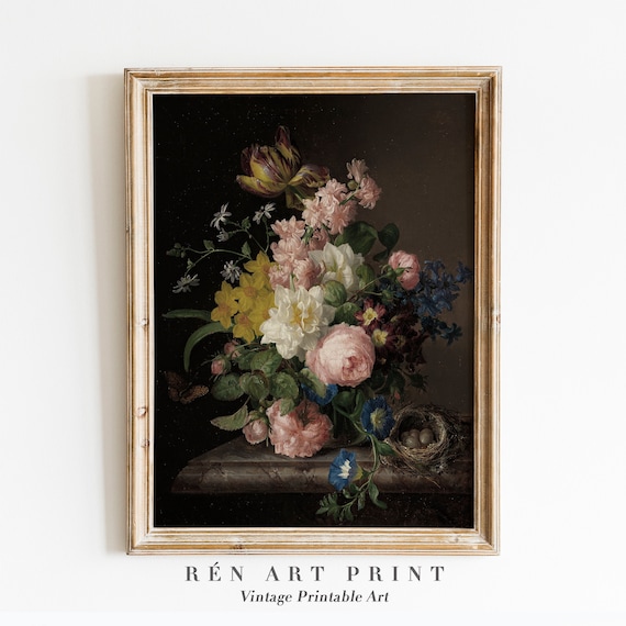 Moody Flower Print, Dark Academia Floral Art Print
