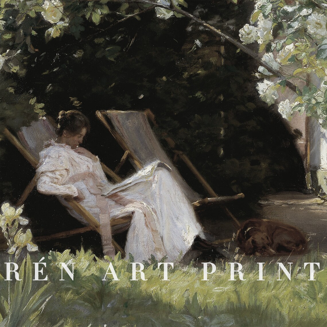 Rose Garden Painting, Vintage French Country Art Print - Image 3
