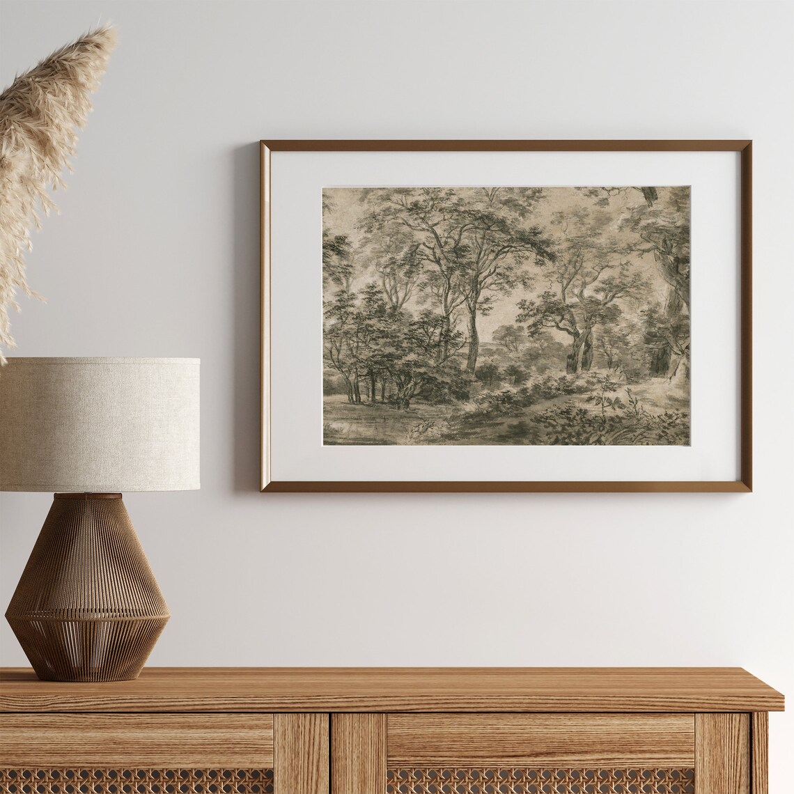 Vintage Sketch Print, Woodland Landscape Art - Image 2