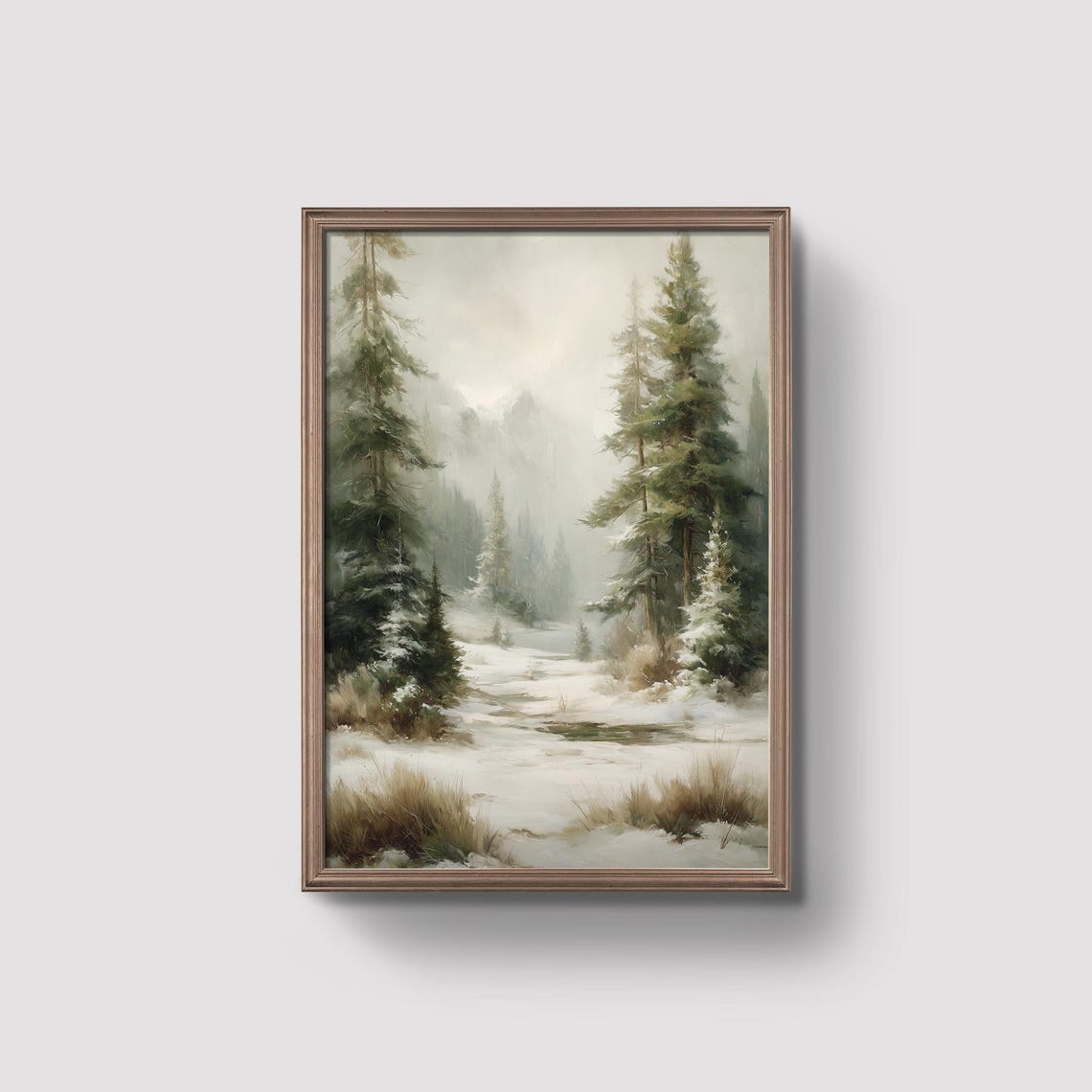 Serene Winter Pines In Misty Forest Prints