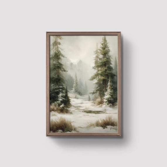 Serene Winter Pines In Misty Forest Prints