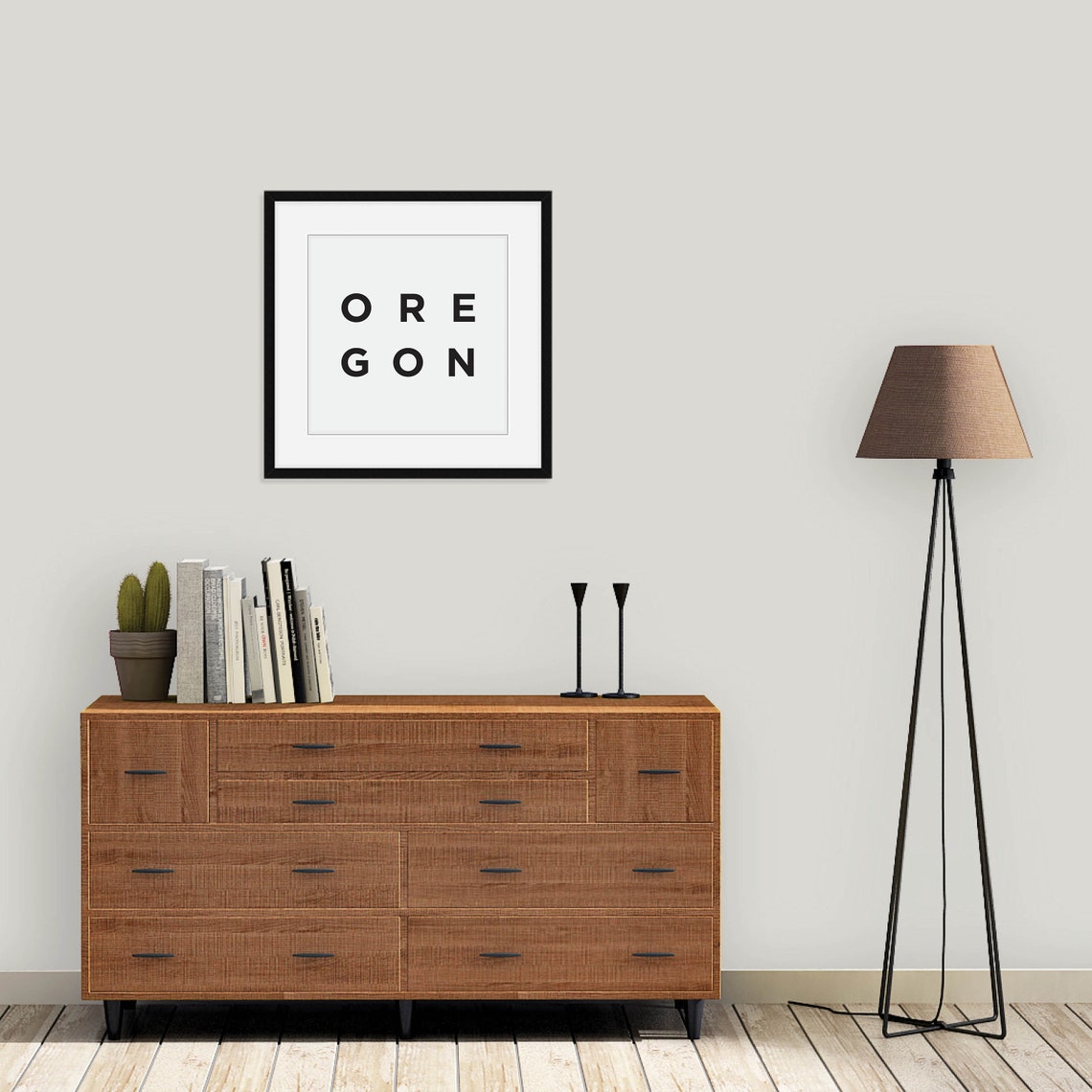Oregon Minimalist Black White State Decor Digital Print Download - Image 2
