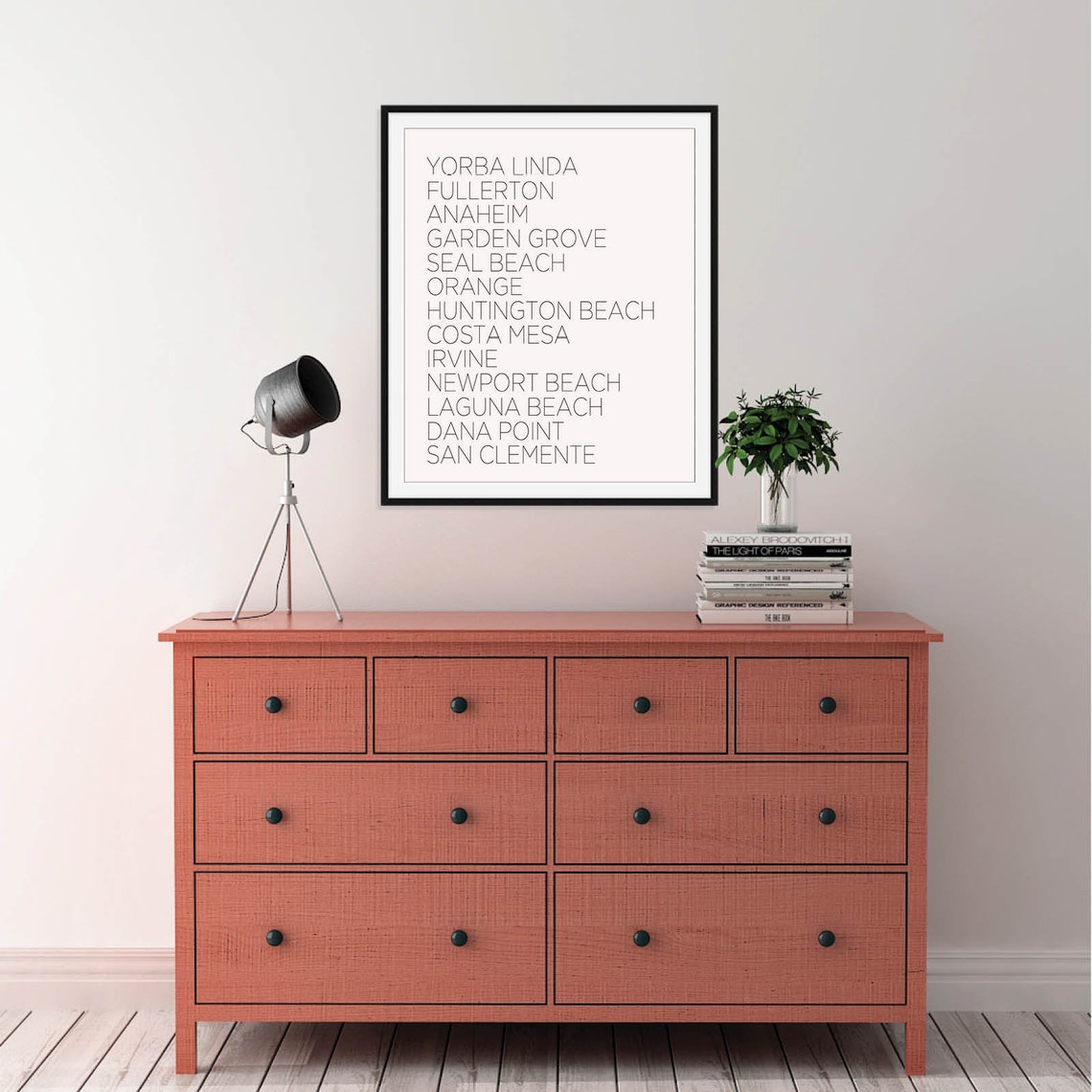 Orange County California Cities Typography Minimalist Beach Poster - Image 2
