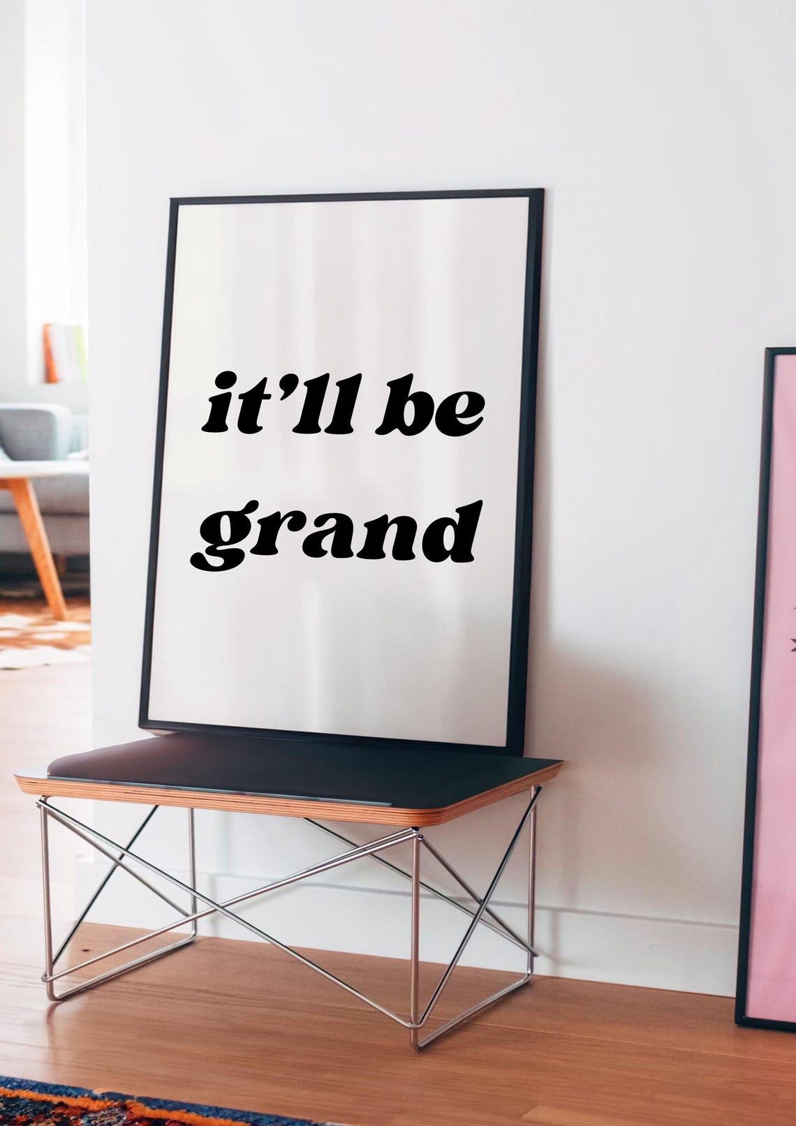Pink Irish Quote It'll Be Grand Red Retro Typography Art Print - Image 3